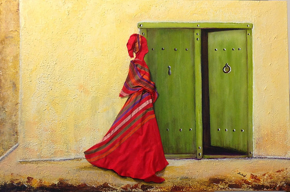Tableau #12-22  24"x36 Acrylic on canvas Yazd silk