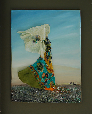 Tableau #11-52 16"x20" Acrylic on canvas silk fabric